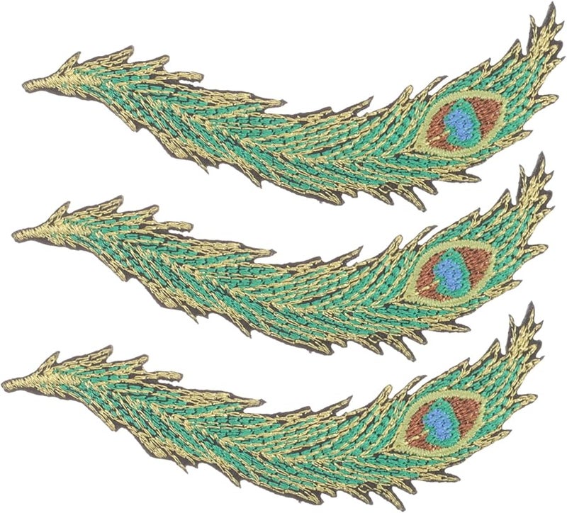Tehaux 3pcs Embroidered Plume Applique Patches For Clothing Bags And Costumes - Image 1